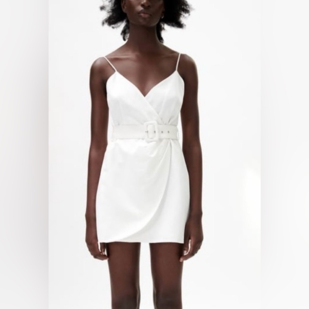 Zara White Mini Dress with Belt